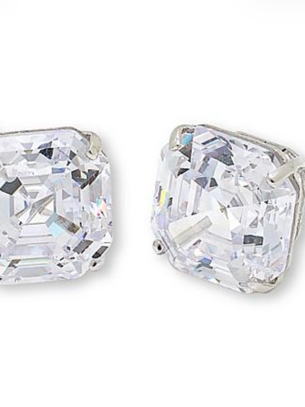 NWT-10K White Gold Asscher Cut Solitaire Stud